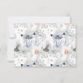 Little Booブルーハロウィーン幽霊赤ちゃんシャワー写真 サンキューカード (裏面)