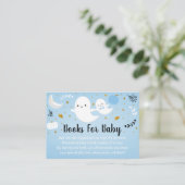 Little Booブルー幽霊ベビーシャワー予約リクエスト エンクロージャーカード (スタンド正面)