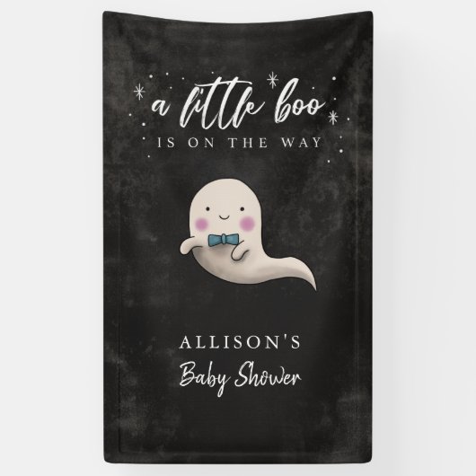 Little Boo不気味 Boy Baby Shower Banner 横断幕 (縦)