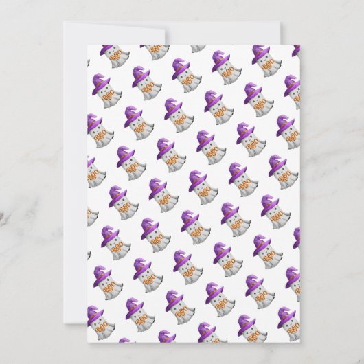 LITTLE BOO幽霊とくもの巣ハロウィーンベイビーシャワー 招待状 (裏面)