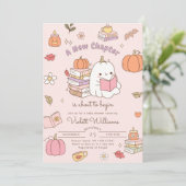 Little Boo新しいチャプターピンクの秋赤ちゃんシャワー 招待状 (スタンド正面)
