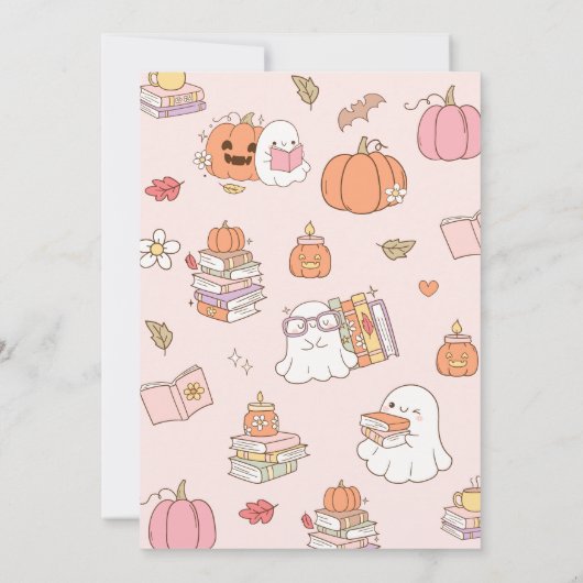 Little Boo新しいチャプターピンクの秋赤ちゃんシャワー 招待状 (裏面)