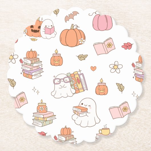 Little Boo白い本お洒落赤ちゃんシャワー ペーパーコースター (正面)