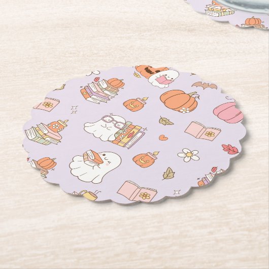 Little Boo薄紫ブお洒落ックベビーシャワー ペーパーコースター (アングル)