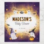 Little Boo赤ちゃんシャワーかわいいハロウィーン赤ちゃんシャワー ワインラベル (シングルラベル)