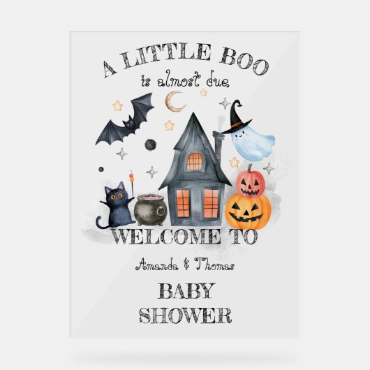 Little Boo赤ちゃんシャワーハロウィーンのウェルカムサイン アクリルサイン (正面)