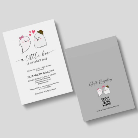 Little Boo赤ちゃんシャワーハロウィーン幽霊QRコード 招待状