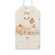 Little Boo ベビーシャワーのギフトタグ | カボチャの幽霊