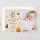 Little Boo 1st誕生日招待状かわいいハロウィーン 招待状 (正面/裏面)