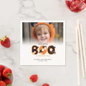 Little Boo 2つのフォトハロウィーンの誕生日を回す スタンダードカクテルナプキン (インサイチュ)