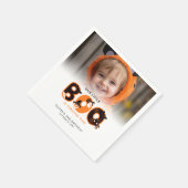 Little Boo 2つのフォトハロウィーンの誕生日を回す スタンダードカクテルナプキン (角)