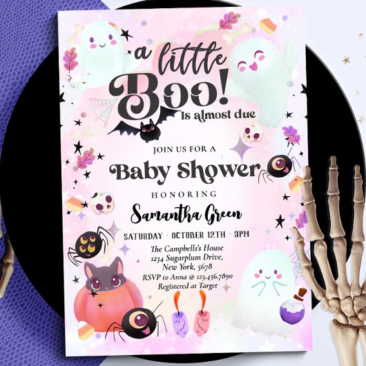 Little Boo Baby Girl Baby Shower 招待状