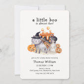 Little Boo Cat In Hat Witch Brewing Baby Shower  招待状 (正面)
