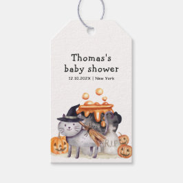Little Boo Cat In Witch Hat Brewing Baby Shower  ギフトタグ