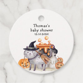 Little Boo Cat In Witch Hat Brewing Baby Shower  フェイバータグ