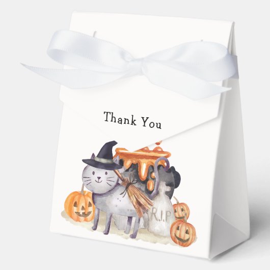 Little Boo Cat In Witch Hat Brewing Baby Shower  フェイバーボックス (正面)