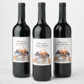 Little Boo Cat In Witch Hat Brewing Baby Shower  ワインラベル (ボトル)