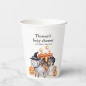 Little Boo Cat In Witch Hat Brewing Baby Shower  紙コップ (裏面)