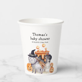 Little Boo Cat In Witch Hat Brewing Baby Shower  紙コップ