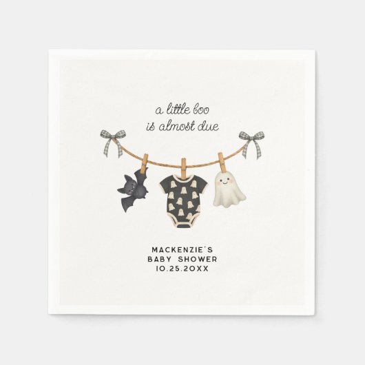 Little Boo Clotheslineハロウィーン赤ちゃんシャワー スタンダードカクテルナプキン (正面)