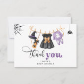 Little Boo Clotheslineベビースシャワーサンキューカード カード (正面)