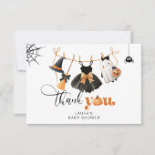 Little Boo Clotheslineベビースシャワーサンキューカード カード (正面)