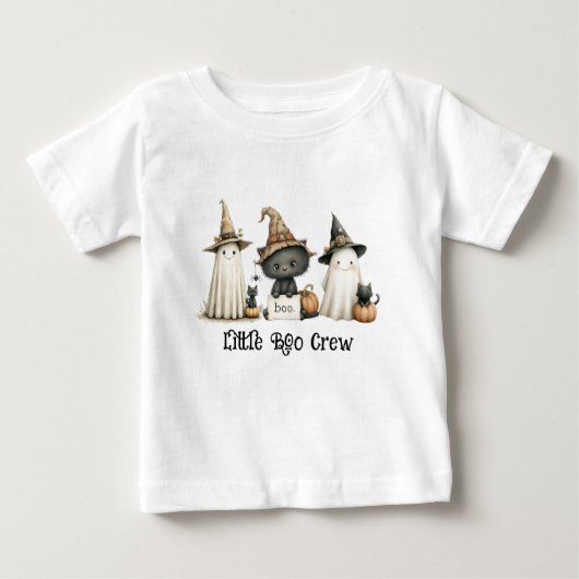 Little Boo Crew Kidsハロウィーンおもしろい非怖 ベビーTシャツ (正面)