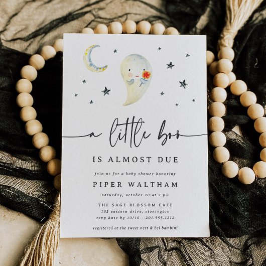 Little Boo Cute Ghost Halloween Baby Shower 招待状