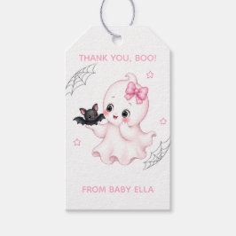 Little Boo Ghost | ピンクのハロウィンベイビーシャワー ギフトタグ