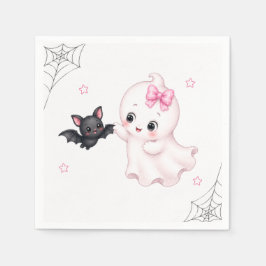 Little Boo Ghost | ピンクのハロウィンベビーシャワー スタンダードカクテルナプキン