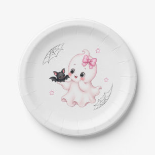 Little Boo Ghost ピンクのハロウィンベビーシャワー ペーパープレート