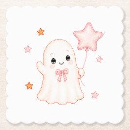 Little Boo Ghost | 女の子のハロウィン・ベビーシャワー ペーパーコースター