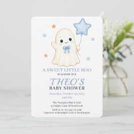Little Boo Ghost | 男の子のハロウィン・ベビーシャワー 招待状
