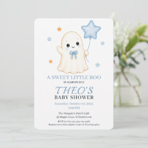 Little Boo Ghost 男の子のハロウィン・ベビーシャワー 招待状
