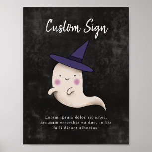 Little Boo Girl Ghost Baby Shower Custom Sign ポスター