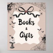 Little Boo Gothic Baby Shower Books and Gifts Sign ポスター (正面)