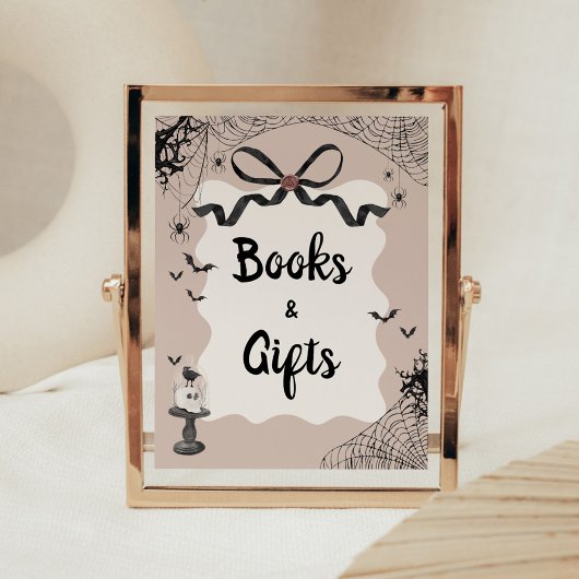Little Boo Gothic Baby Shower Books and Gifts Sign ポスター