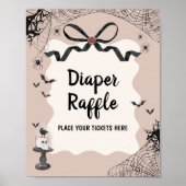 Little Boo Gothic Baby Shower Diaper Raffle Sign ポスター (正面)
