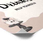 Little Boo Gothic Baby Shower Drinks Sign ポスター (角)