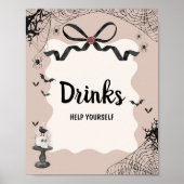 Little Boo Gothic Baby Shower Drinks Sign ポスター (正面)