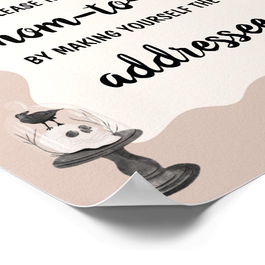 Little Boo Gothic BabyShower Envelope Station Sign ポスター (角)