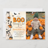 Little Boo Halloween 1st Birthday Photo 招待状 (正面)