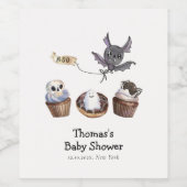 Little Boo Halloween cupcake Baby Shower ワインラベル (シングルラベル)