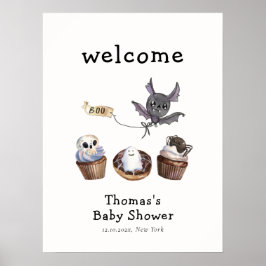 Little Boo Halloween cupcake Baby Shower Welcome ポスター