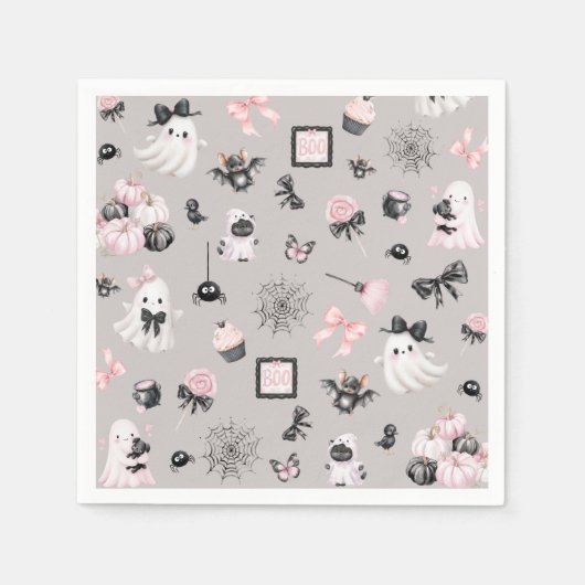 Little Boo Halloween Girl Baby Shower スタンダードカクテルナプキン (正面)