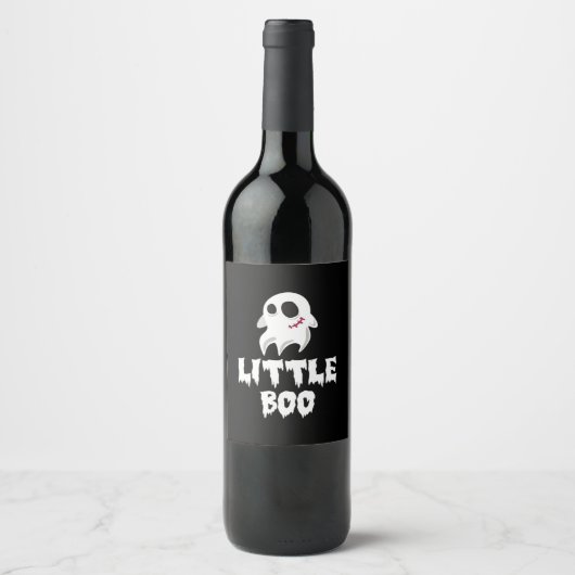 Little Boo In Halloween Cool Graphic ワインラベル (正面)
