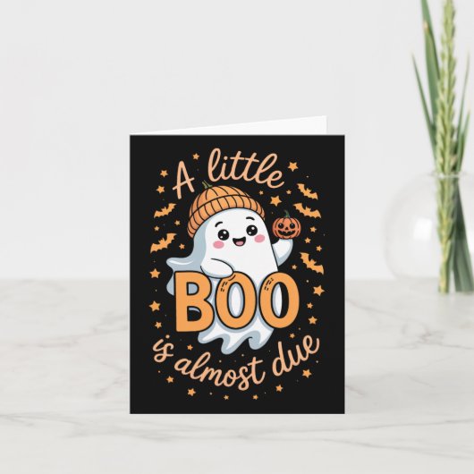 Little Boo Is Almost Due Cute Halloween Pregnancy  カード (正面)