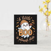 Little Boo Is Almost Due Cute Halloween Pregnancy  カード (黄色い花)