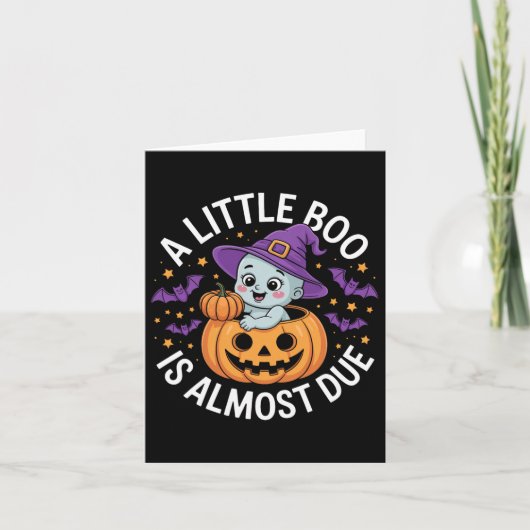Little Boo Is Almost Due Cute Halloween Pregnancy  カード (正面)