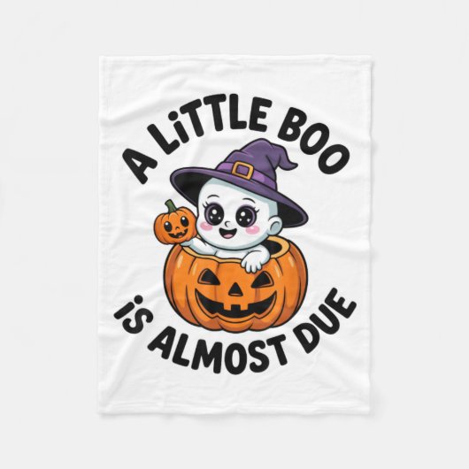 Little Boo Is Almost Due Cute Halloween Pregnancy  フリースブランケット (正面)